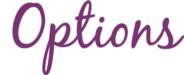 The word Options in a large script font